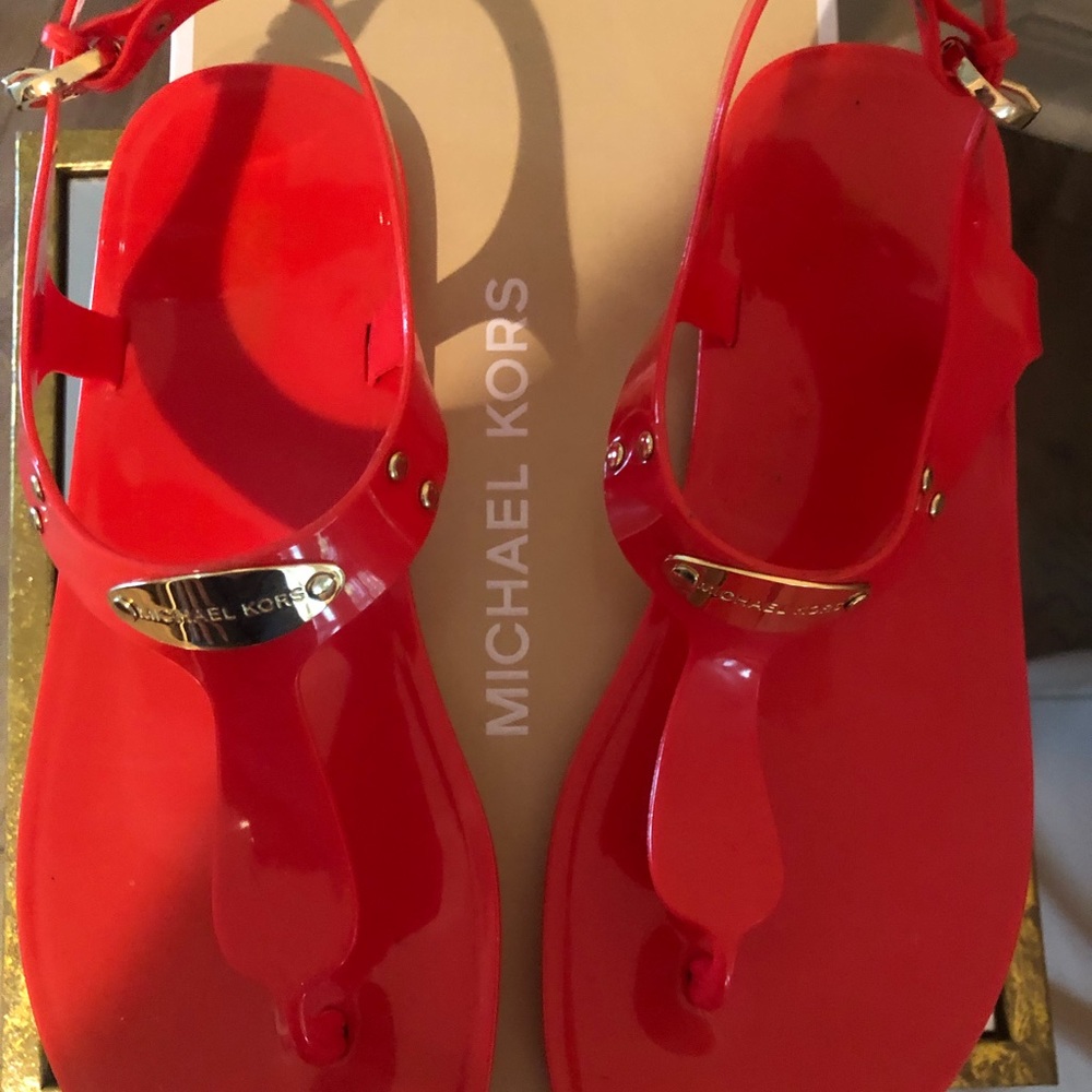 Coach jelly sandals coral color